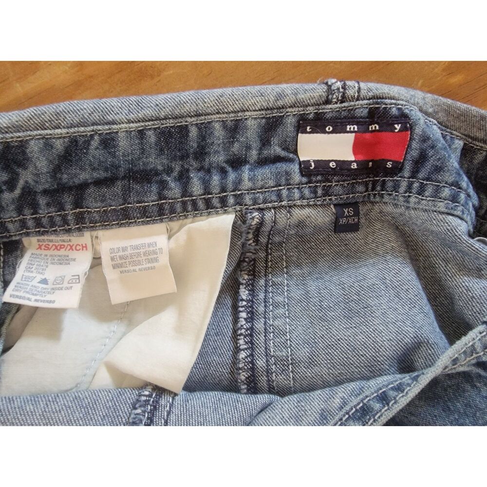 Vintage Y2K Tommy Jeans Denim Carpenter Overalls Logo Spellout Straps XS - Picture 6 of 8